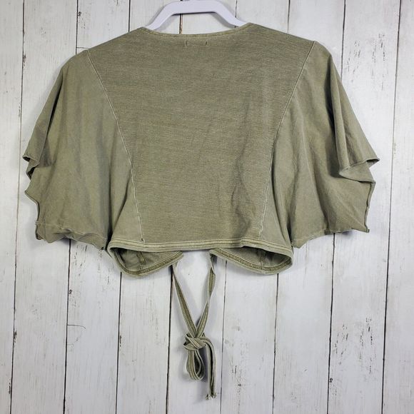 Kimchi Blue Women's Cardigan Size Medium Olive Green Open Front Preppy - Picture 2 of 8